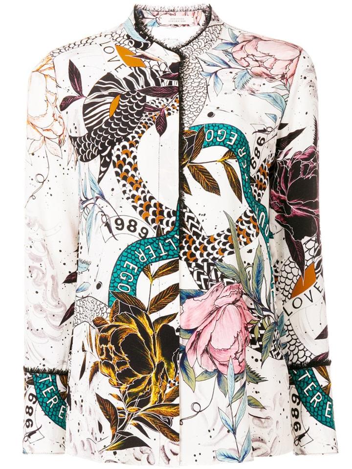 Dorothee Schumacher Ruffle Collar Floral Shirt - White