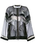 Aviù - Sheer Sequin Stripe Bomber Jacket - Women - Silk/polyester/viscose - 42, Black, Silk/polyester/viscose