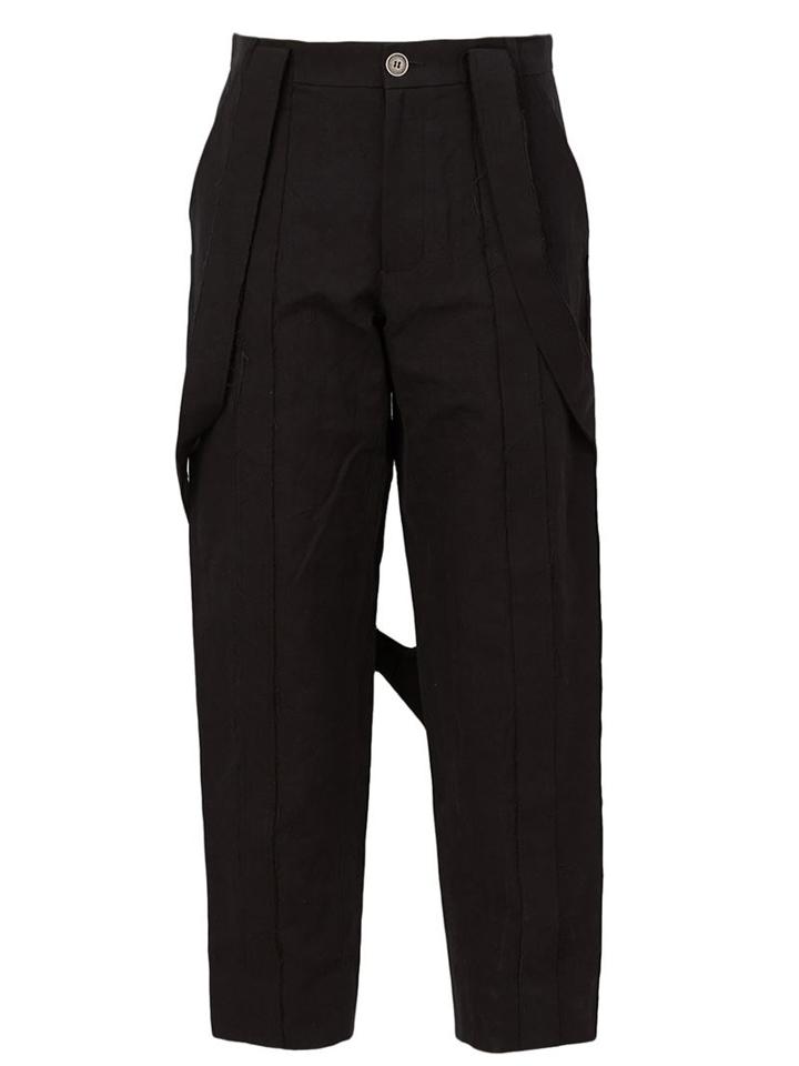Aganovich Strap Detail Trousers, Men's, Size: 46, Black, Cotton
