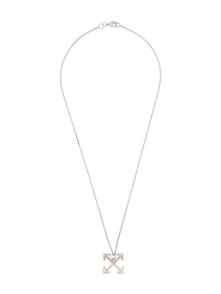 Off-white Cross Pendant Necklace - Metallic