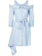 Pinko Striped Cold Shoulder Shirt Dress - Blue