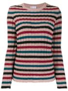 Red Valentino Red(v) Metallic Striped Ribbed Jumper - Pink
