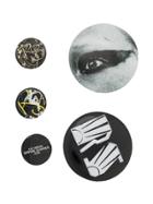 Raf Simons Set Of 5 Graphic Pins - Metallic