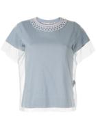 Tu Es Mon Trésor Pearl Necklace Tulle Top - Blue