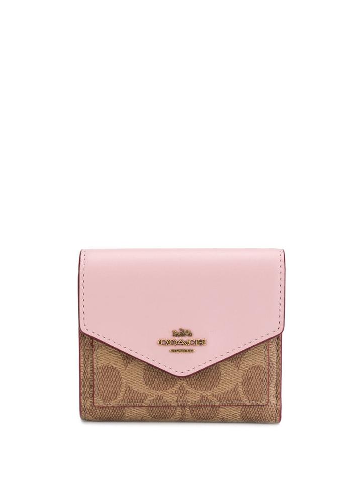 Coach Small Wallet In Colourblock Signature Canvas - Brown