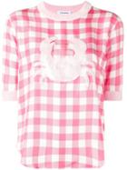 Thom Browne Half-&-half Gingham Silk Tee - Pink