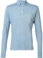 Officine Generale Longsleeved Jersey Polo Shirt, Men's, Size: Medium, Blue, Cotton