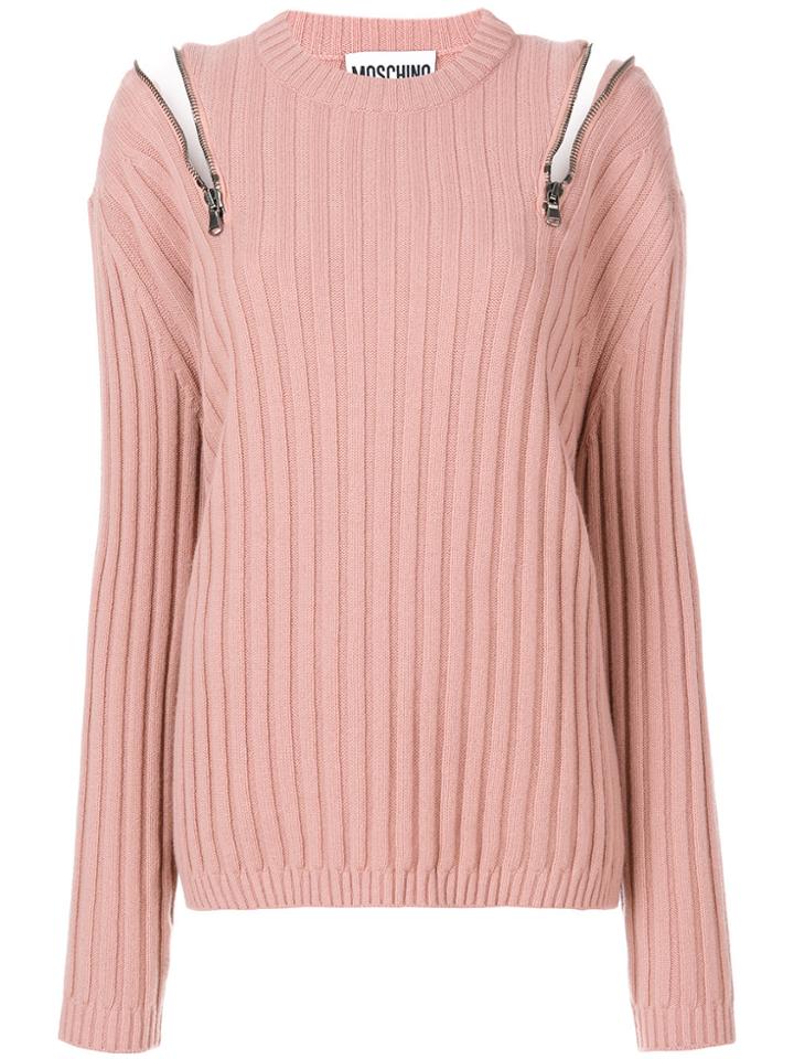Moschino Zipped Shoulder Jumper - Pink & Purple