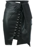 Iro Lace Panel Mini Skirt, Women's, Size: 38, Black, Lamb Skin/cotton/spandex/elastane