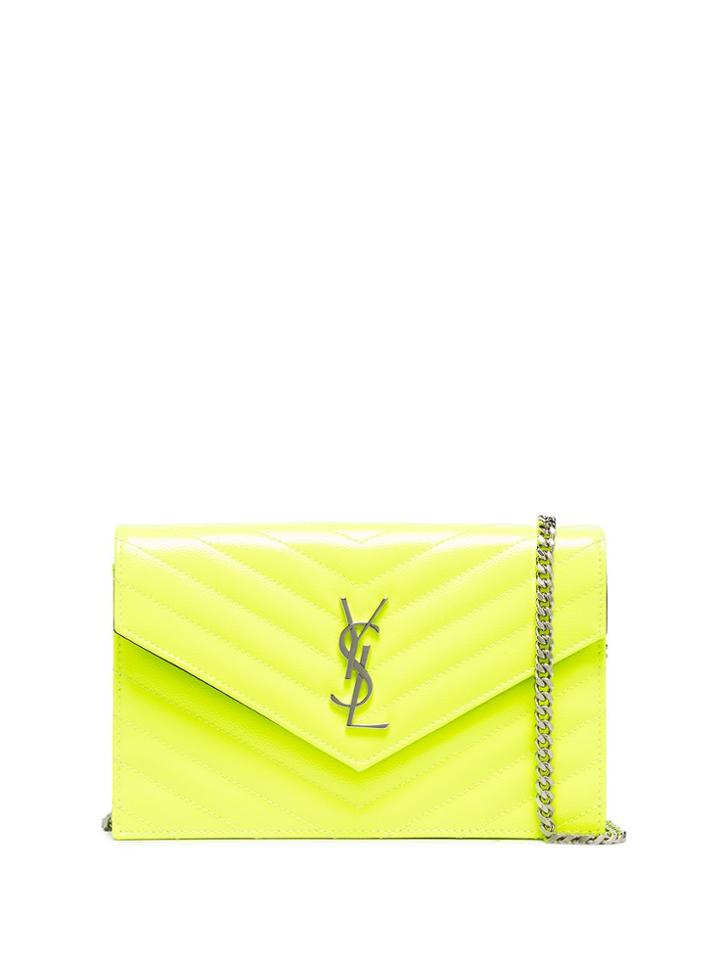 Saint Laurent Monogram Envelope Clutch - Yellow