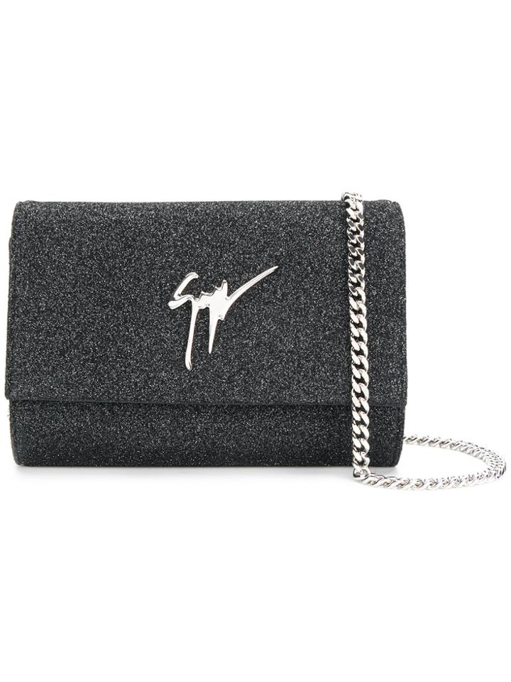 Giuseppe Zanotti Design Cleopatra Sparkle Clutch Bag - Black