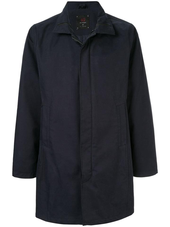 49 Winters Zipped Fitted Trench Coat - Blue