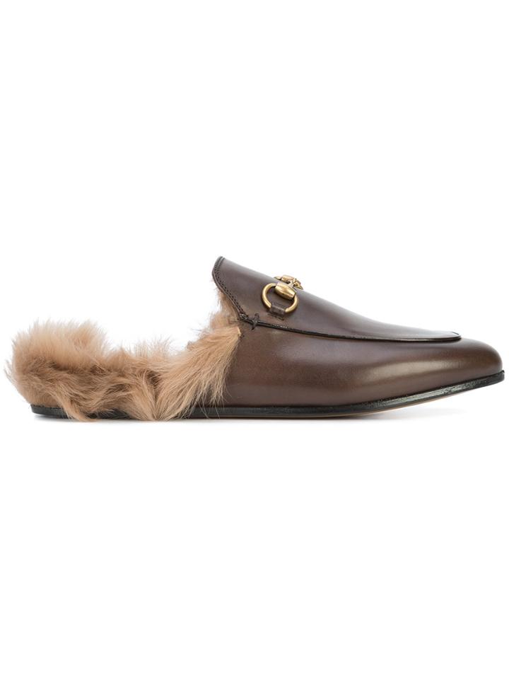Gucci Princetown Leather Mules - Brown