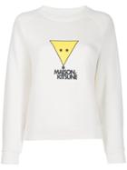 Maison Kitsuné Smiley Fox Print Sweatshirt - White
