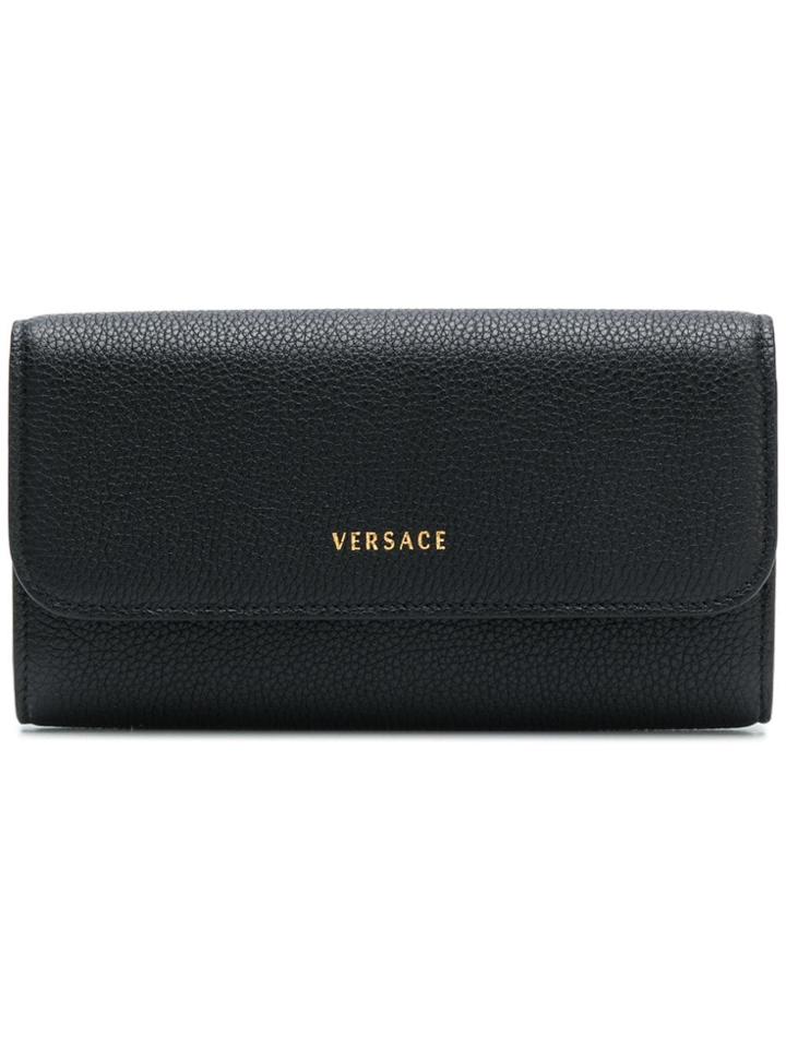 Versace Logo Continental Wallet - Black