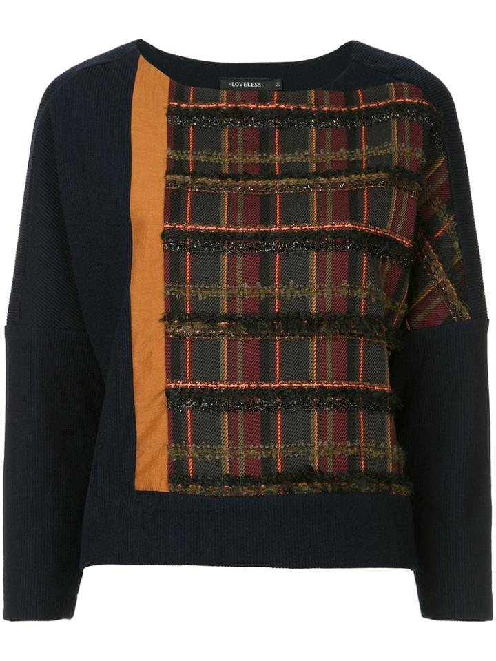 Loveless Tweed Panel Jumper - Blue