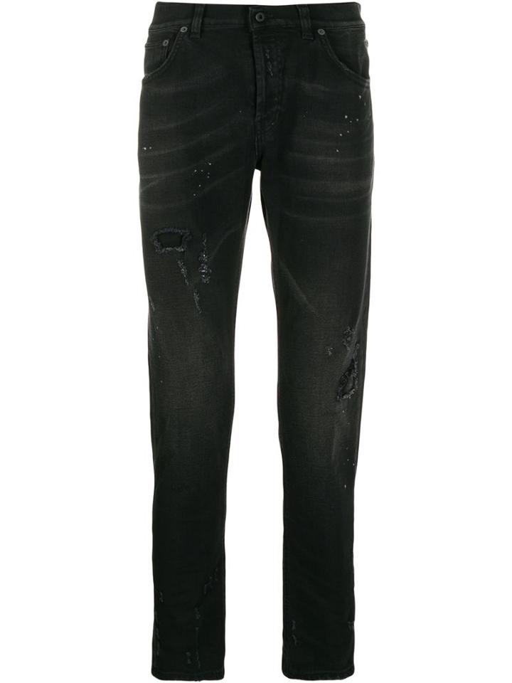 Dondup Distressed Straight Jeans - Black