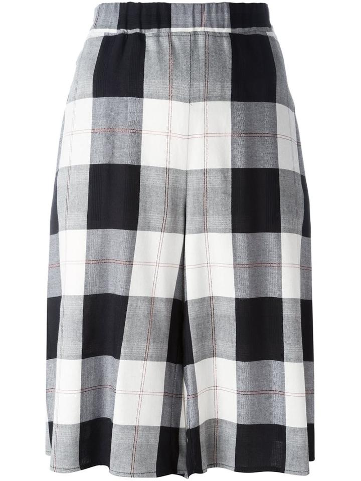 Mm6 Maison Margiela Checked Knee Shorts, Women's, Size: 42, Black, Viscose/cotton/metal