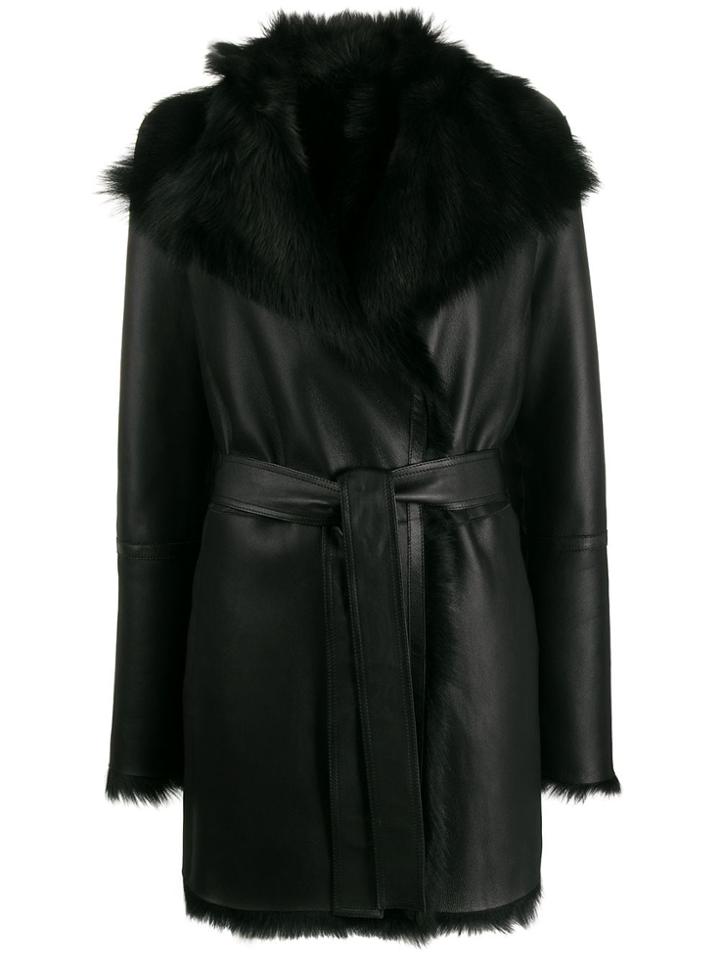 Joseph Fur Lined Short Coat - Black