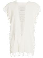 Caravana Convertible Fringed And Distressed Top - Neutrals