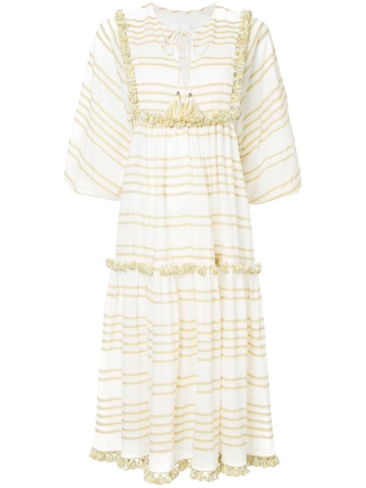 Zimmermann Striped Tassel Trim Dress - Nude & Neutrals