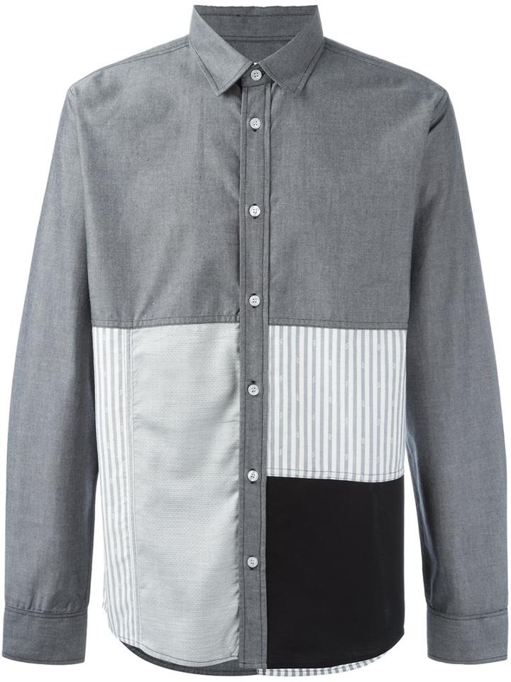Soulland 'miller' Patchwork Shirt, Men's, Size: Xl, Black, Cotton