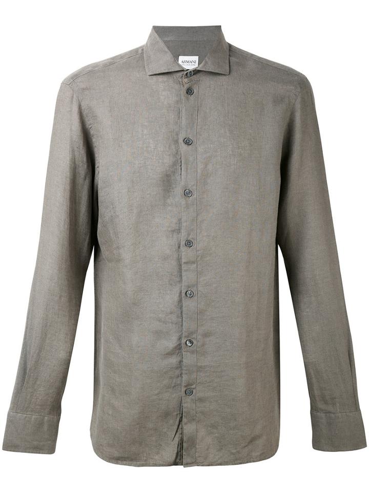 Armani Collezioni - Casual Linen Shirt - Men - Linen/flax - M, Green, Linen/flax