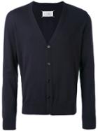 Knitted Cardigan - Men - Cotton/leather/wool - L, Blue, Cotton/leather/wool, Maison Margiela