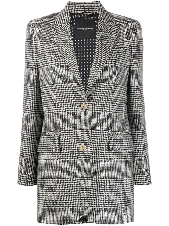 Ermanno Scervino Dogtooth Single-breasted Blazer - Black