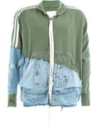 Greg Lauren Denim-panelled Jersey Jacket - Green