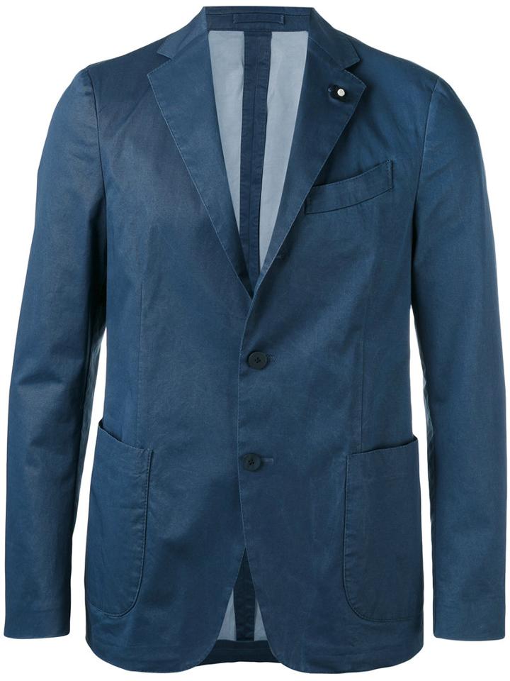 Lardini - Two Button Blazer - Men - Cotton/polyester/spandex/elastane - 52, Blue, Cotton/polyester/spandex/elastane