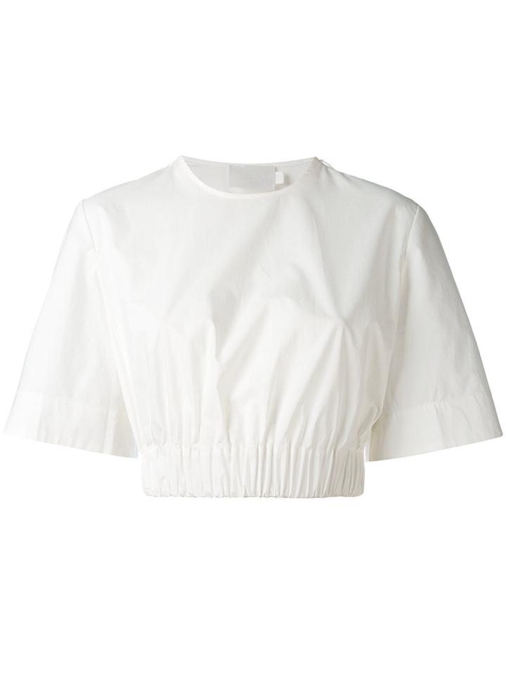 Solace - Cropped Elasticated Hem T-shirt - Women - Cotton - 8, White, Cotton