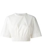 Solace - Cropped Elasticated Hem T-shirt - Women - Cotton - 8, White, Cotton