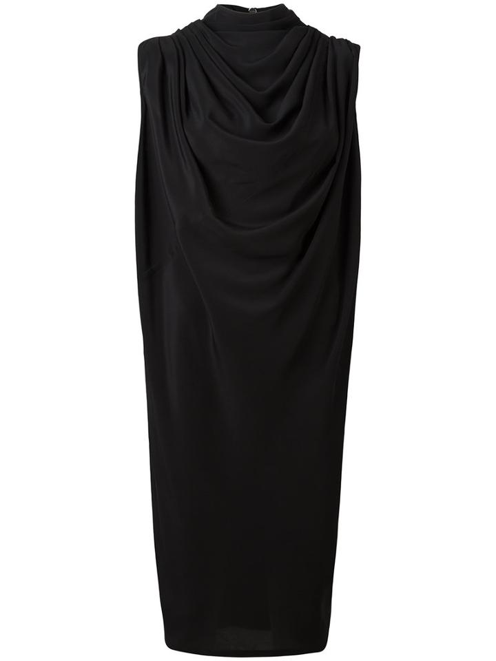 Rick Owens Draped Midi Dress, Women's, Size: 40, Black, Acetate/silk