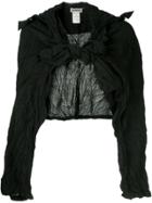 Issey Miyake Vintage Crinkle-effect Cropped Jacket - Black