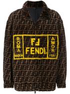 Fendi Leather Lined Ff Roma Amor Jacket - Brown