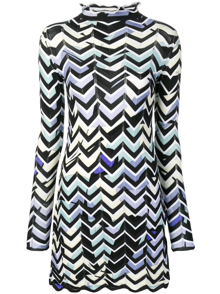 Emilio Pucci Alex Chevron-knit Mini Dress - Black