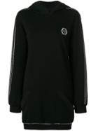 Philipp Plein Metallic Trim Longline Hoodie - Black