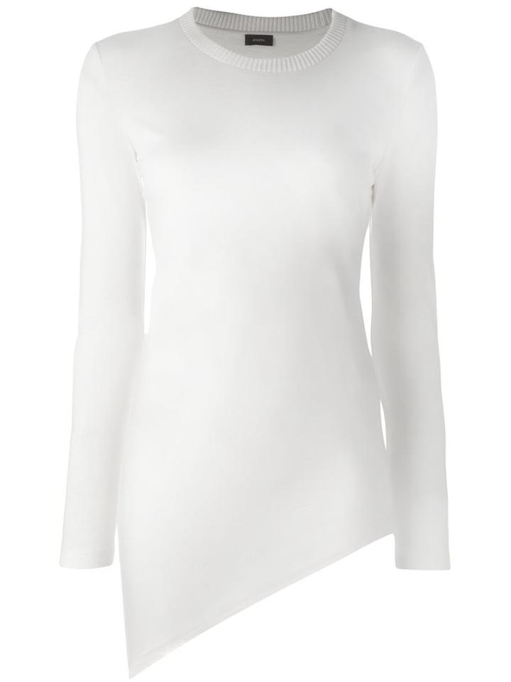 Joseph Asymmetric Fine Knit Jumper, Women's, Size: Small, White, Wool/cashmere/nylon/silk