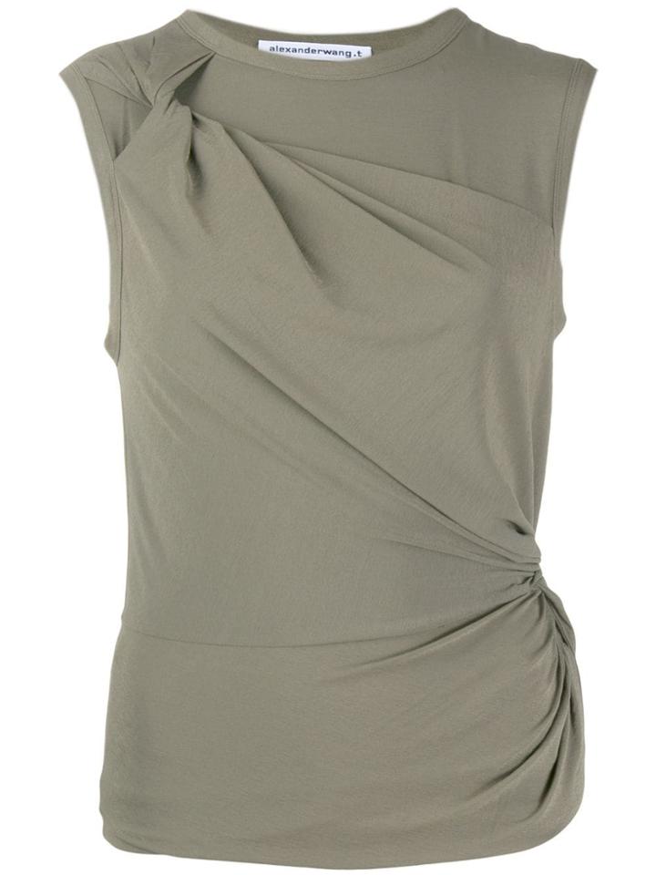 T By Alexander Wang Twisted Crepe Jersey Top - Green