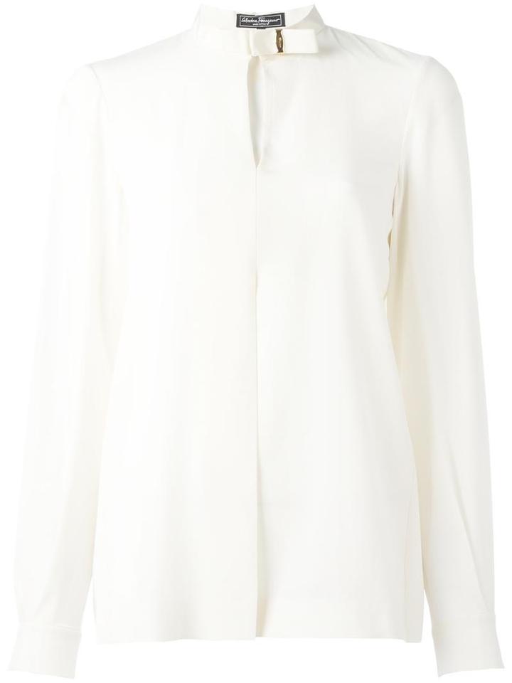 Salvatore Ferragamo Vara Blouse, Women's, Size: 42, Nude/neutrals, Silk
