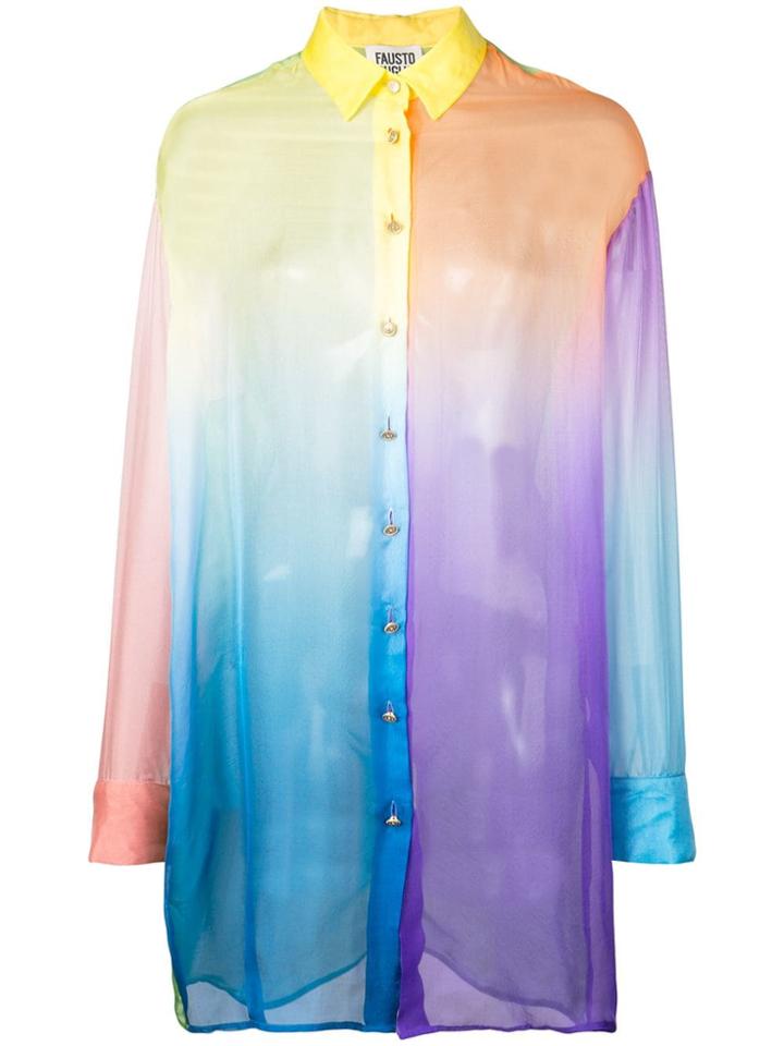 Fausto Puglisi Sheer Constructed Oversized Shirt - Blue