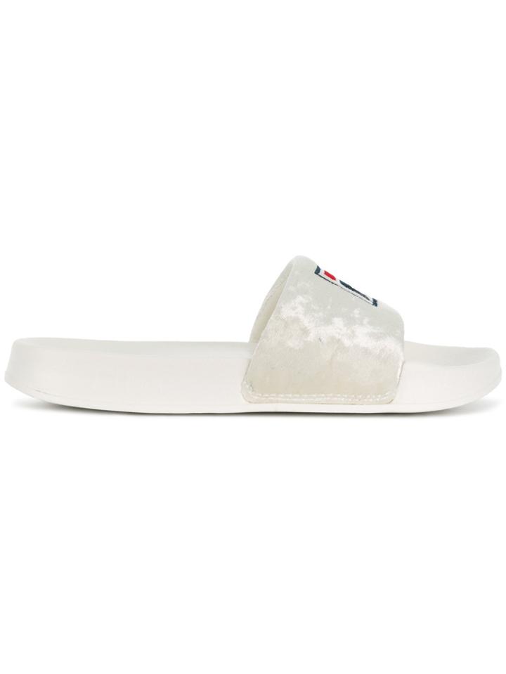 Fila Logo Print Sliders - White