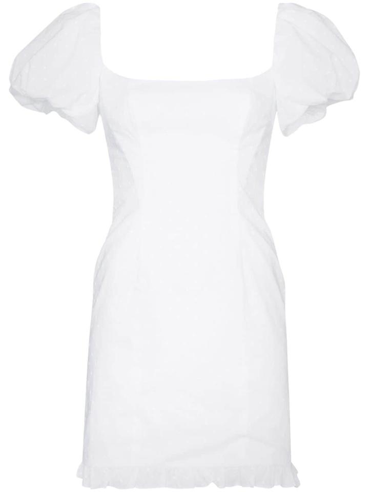 De La Vali Koko Puff Sleeve Square Neck Cotton Mini Dress - White