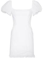 De La Vali Koko Puff Sleeve Square Neck Cotton Mini Dress - White