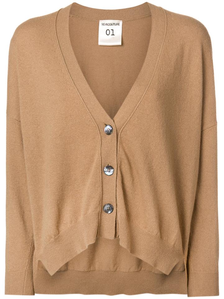 Semicouture Long-sleeve Relaxed Fit Cardigan - Brown