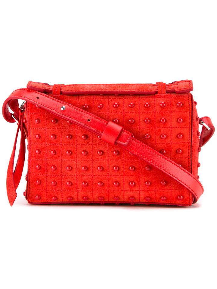 Tod's Studded Crossbody Bag, Women's, Red, Calf Leather