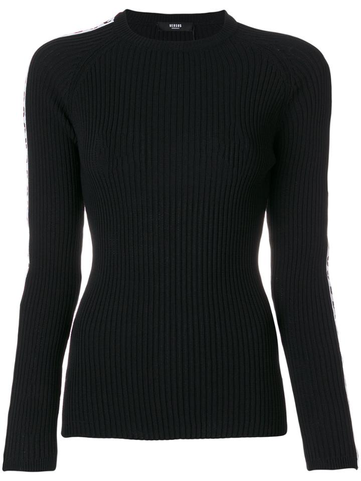 Versus Ribbed Logo Stripe Jumper - Black