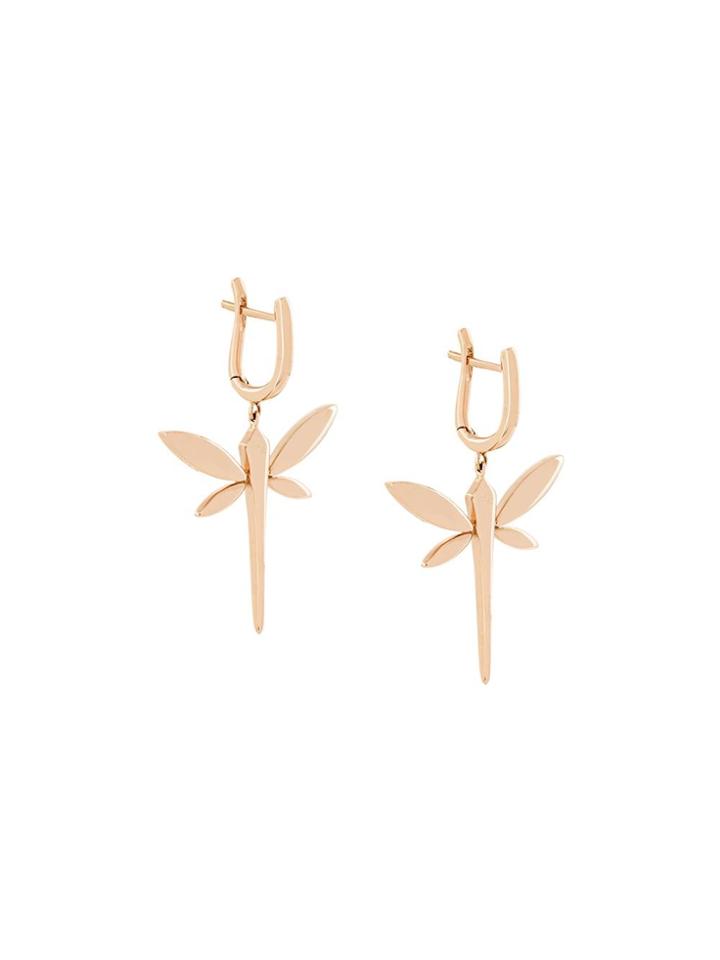 Anapsara Dragonfly Drop Earrings - Metallic