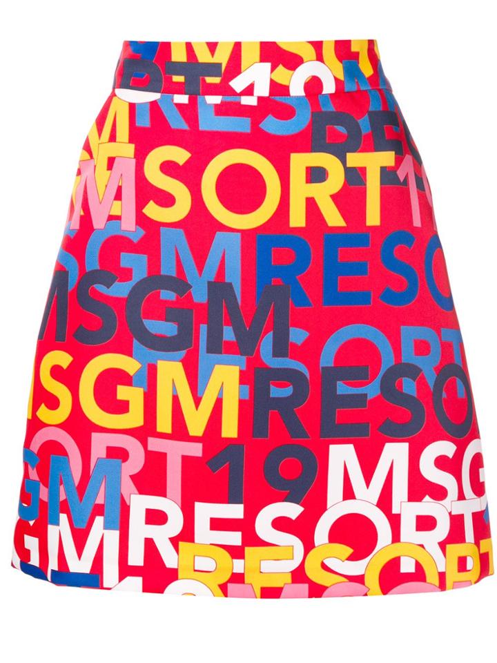 Msgm Logo Print Mini Skirt - Red